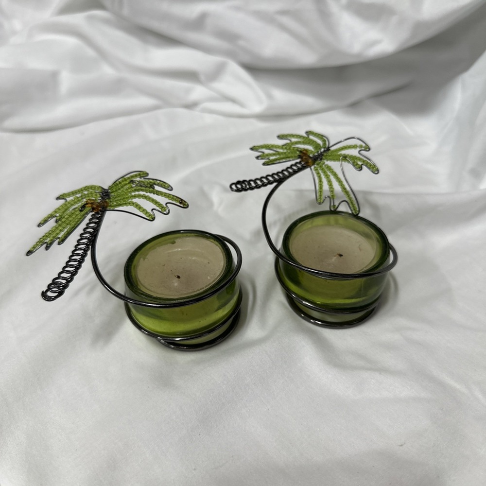 Beaded Palm Tree Candle‎ Holder (2)